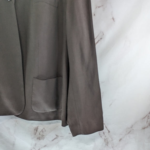 Talbots Blazer Womens 22W 3X Brown Linen One Button Jacket Petite Pocket Stretch - Picture 4 of 12